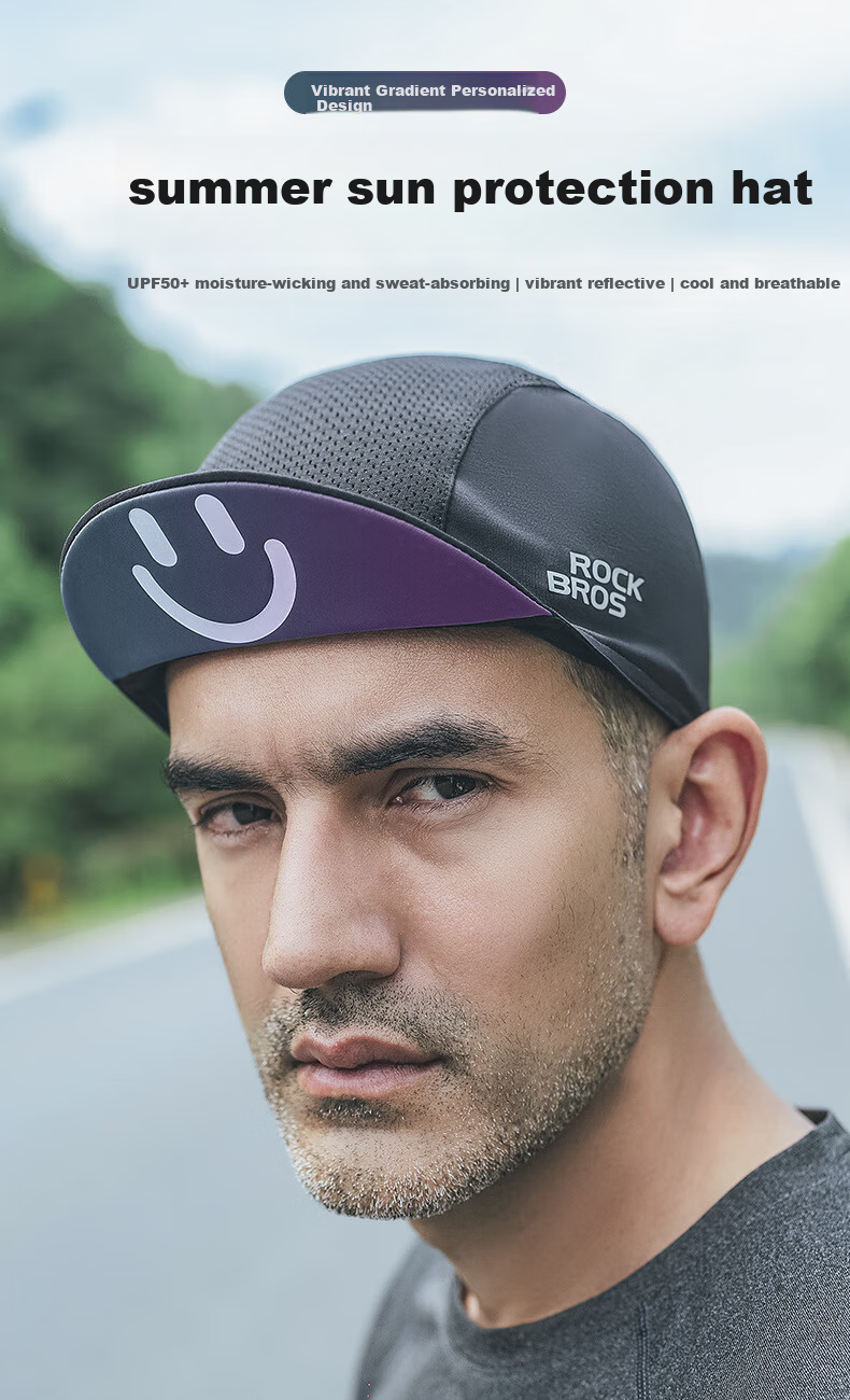 RockBros Cycling Cap COOLMAX Breathable Sun Protection Helmet Liner Head Cover Men Summer Black Yellow 1