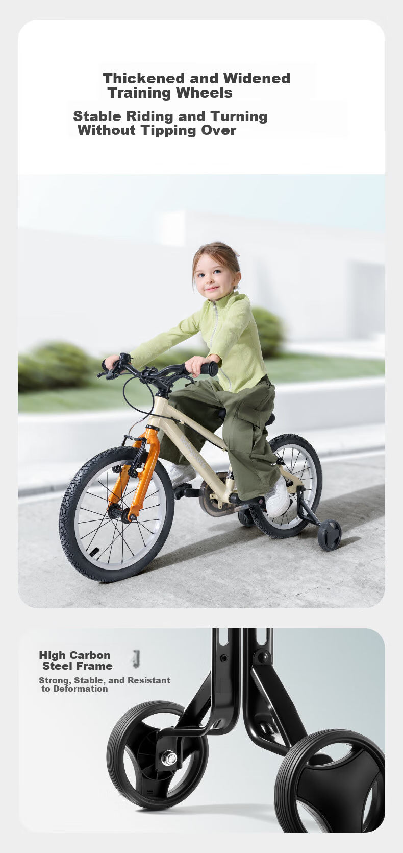 Babycare Children's Bicycle 3-6-8 Years Boys and Girls Ultra-Light Bike 16-Inch Yunhai Beige Birthday Gift 5