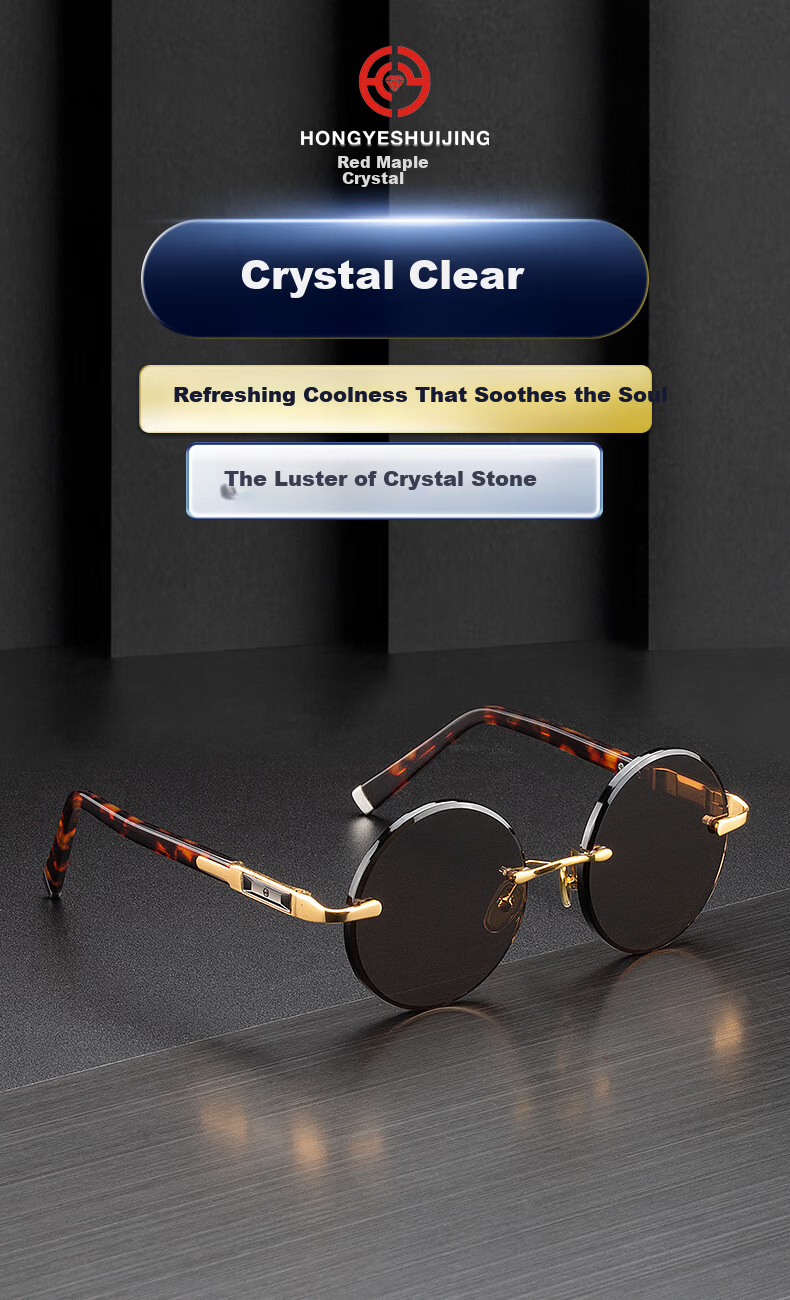 HONGYE Tea Crystal Glasses Crystal Polarized Sunglasses Brown Lens Men Elderly Dad East Sea HD Sun Protection 4