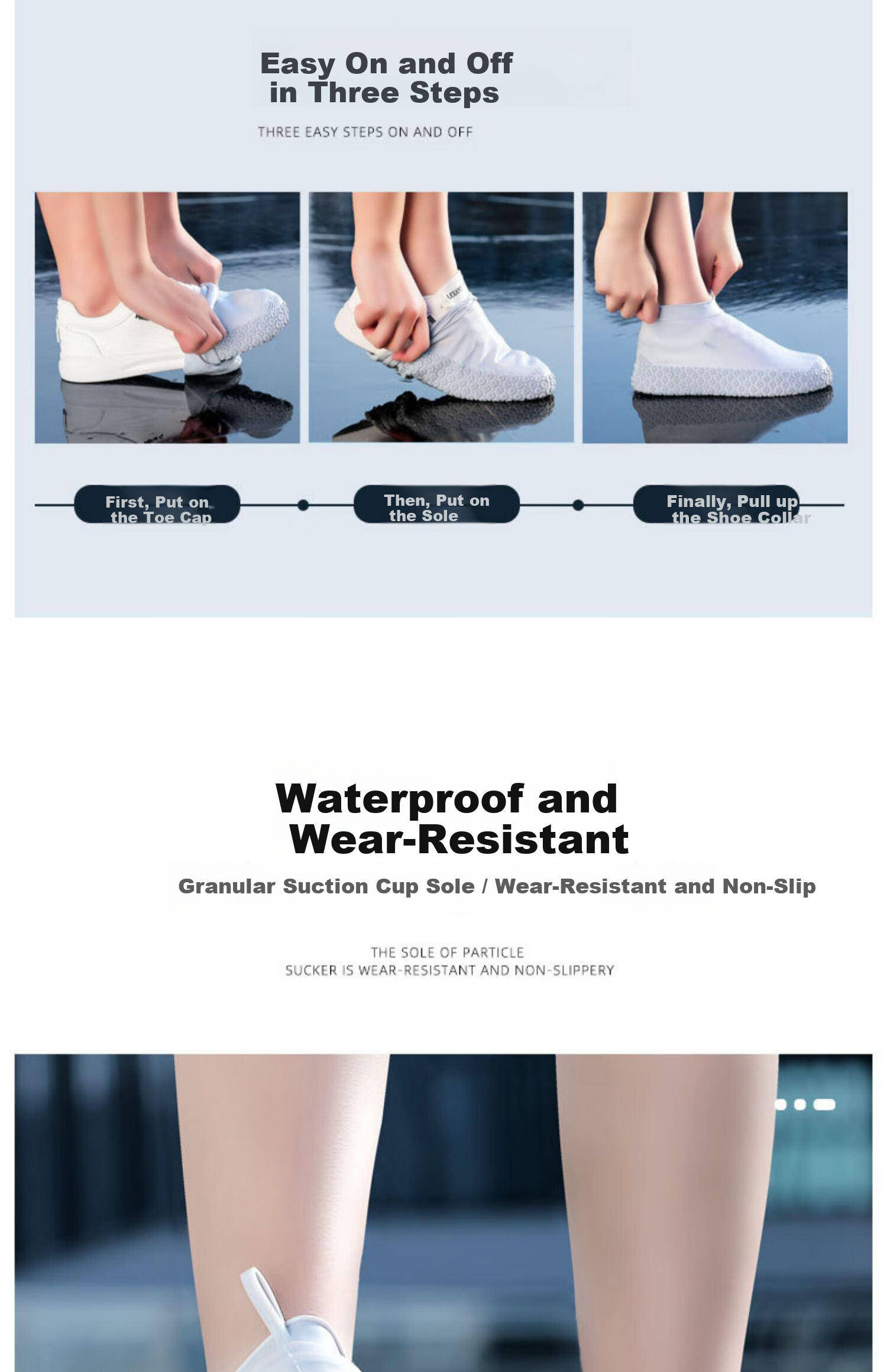 BWNK Disposable Rain Shoe Covers for Men, Women And Children, Non-Slip Thick High-Top Plastic Overshoes, 30-Pack 12