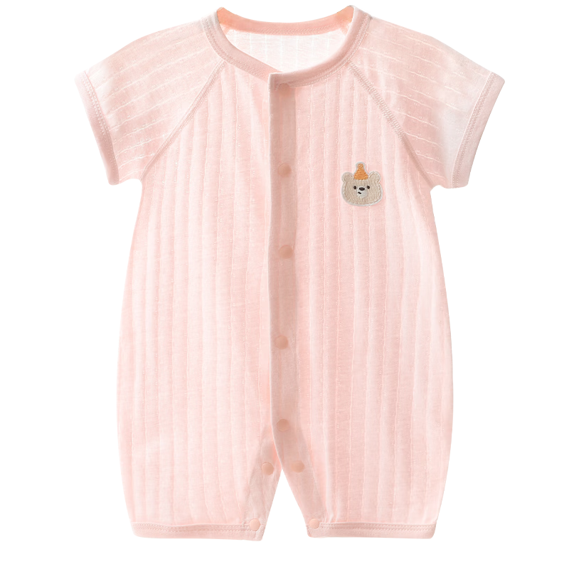 Youqi Baby Summer Short Sleeve Romper Newborn Lightweight Cotton Comfortable Infant Jumpsuit Homewear