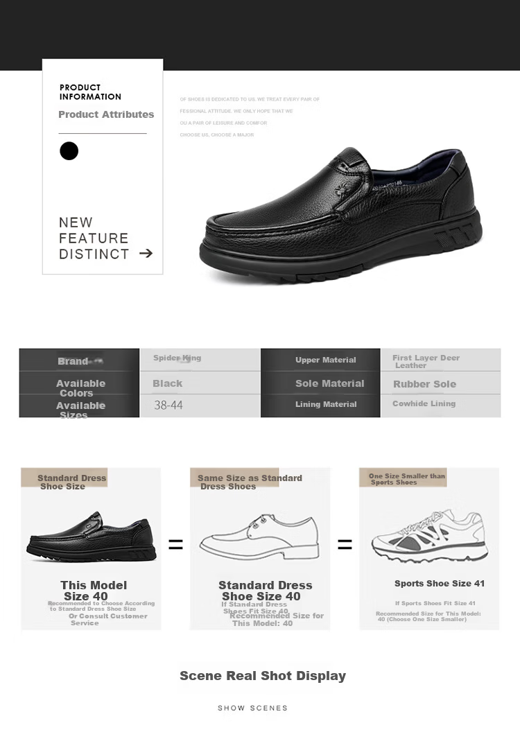 SPIDER KING Business Casual Suede Slip-On Soft Fashion Men's Loafers 2QA250146 Black Size 39 10