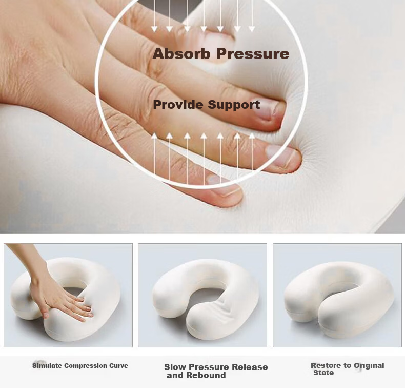 Pierre Cardin Velvet U-Shaped Travel Portable Neck Pillow Gray Memory Foam U-Shaped Pillow - Gray 6