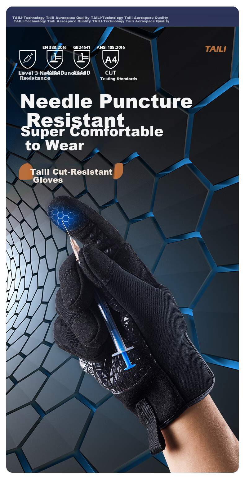 Taili Cut-Resistant Gloves Outdoor Mountaineering Hiking Tactical Cycling Motorcycling Beachcombing Sports Fitness Gardening Work Safety Protection Unisex Gloves Size S Black 3.0 2
