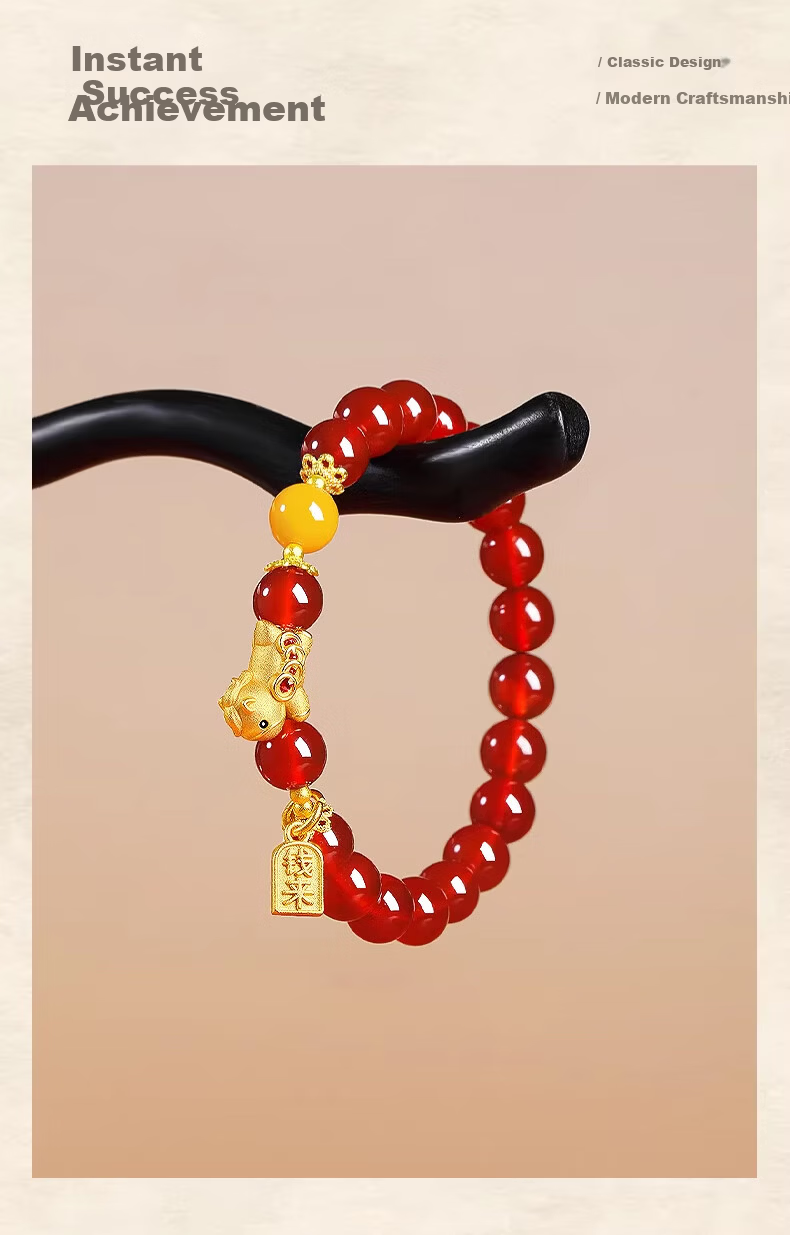 Chow Tai Fook Natural Red Agate Bracelet for Women Wealth Bracelet Zodiac Year Birthday Gift for Girlfriend 8