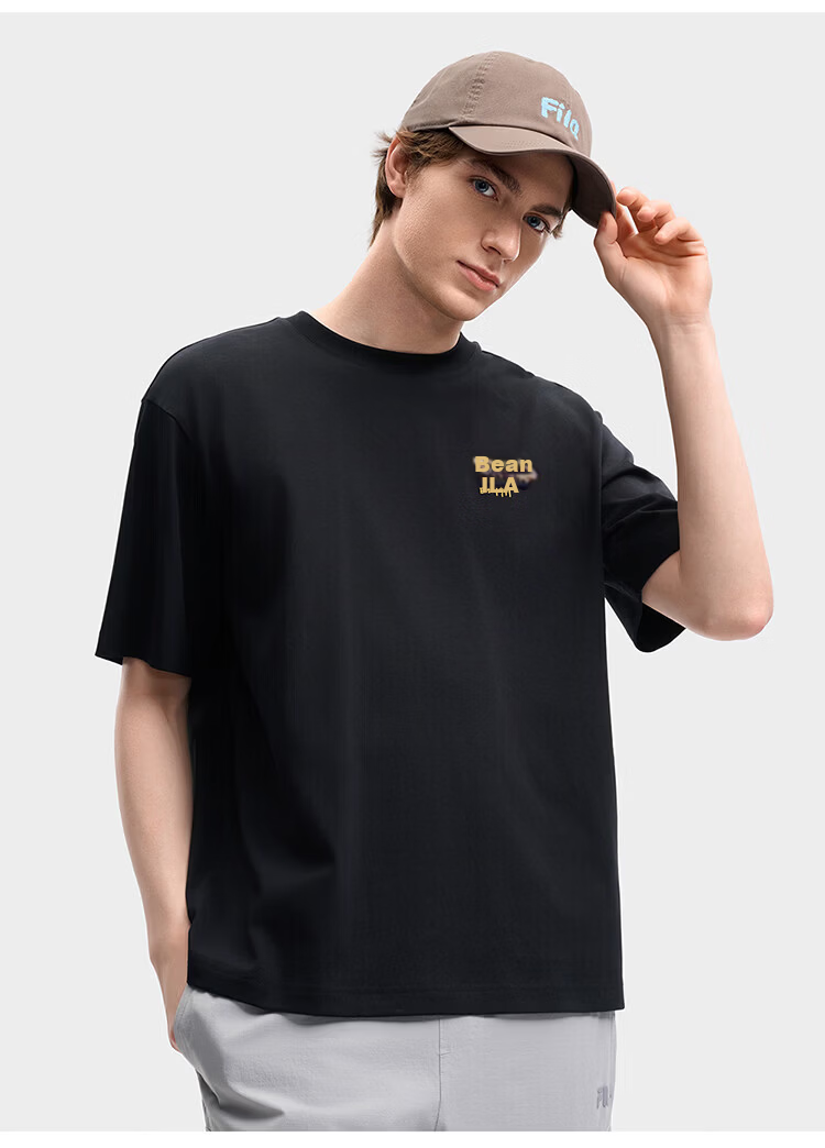FILA Official Couple's Knitted Short Sleeve Shirt 2026 Summer Fashion Casual Unisex Loose Cat Embroidery T-Shirt 61