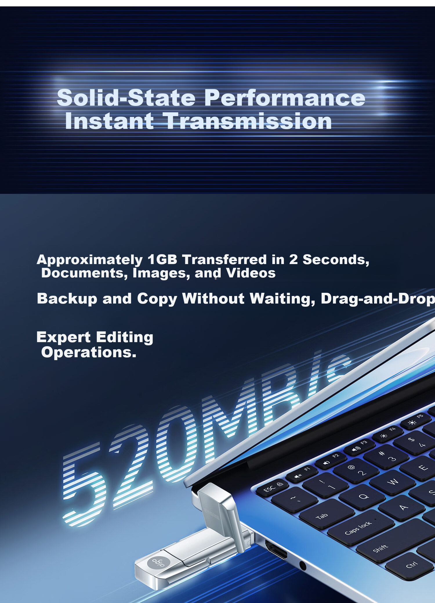 Aigo 1TB Solid State USB Flash Drive Dual Interface for Mobile and PC Type-C/USB3.2 520MB/s High-Speed U393 Large Capacity USB Drive 11