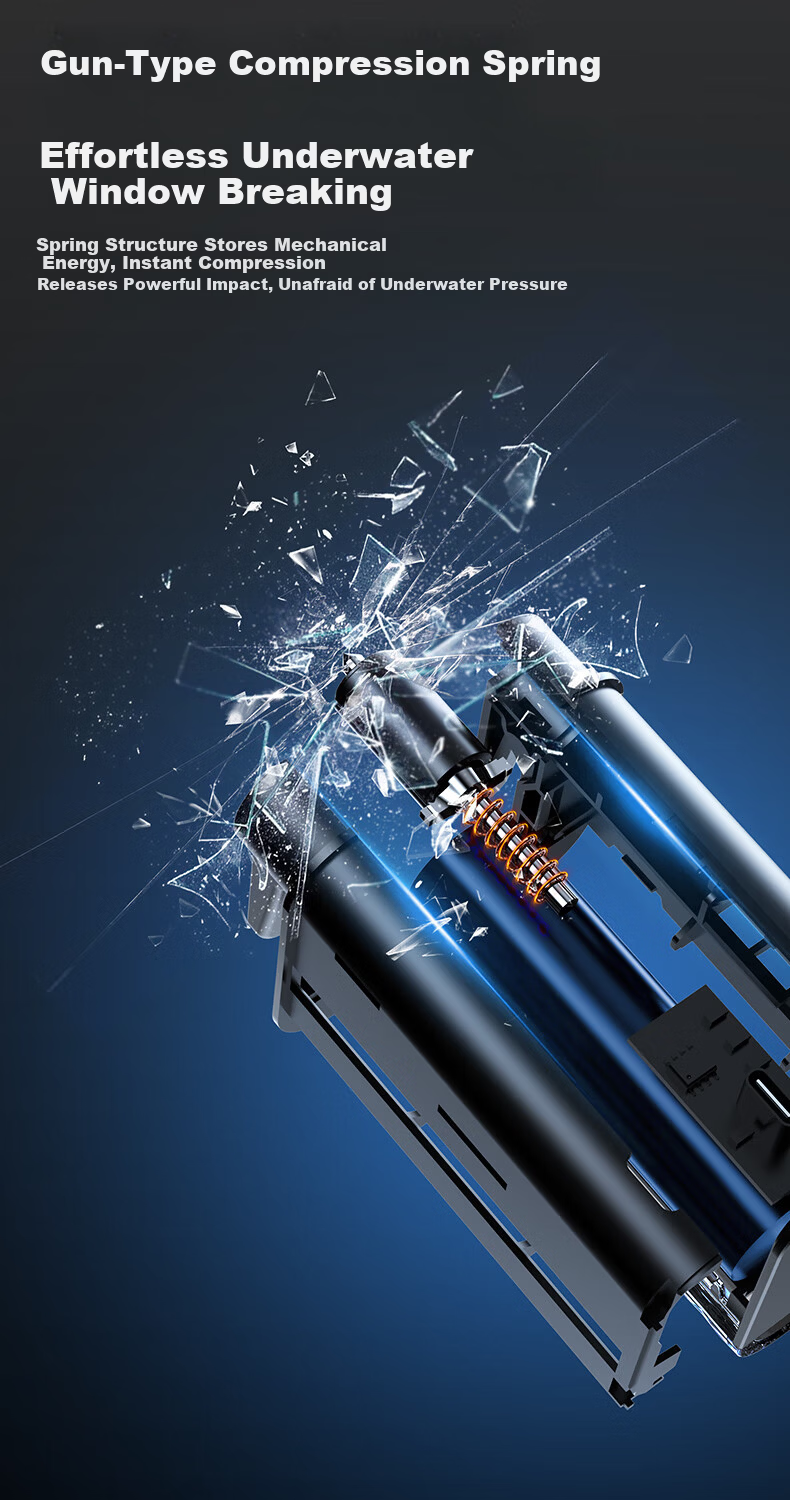 Huangchi Multifunctional Gun-Style Safety Hammer with Alarm, Lighting, and Cutting - Car Window Breaker Emergency Escape Tool 5