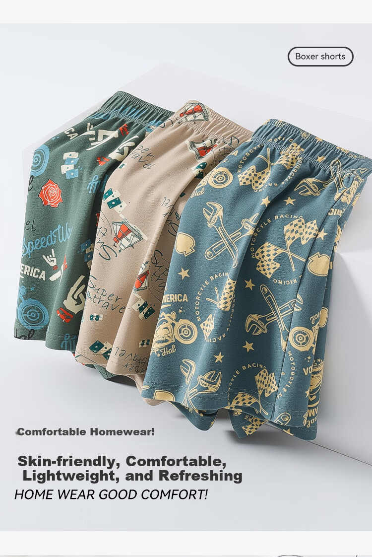 Yiershuang Men's Underwear Large Size Loose Cotton Boxer Shorts Home Sleepwear 3
