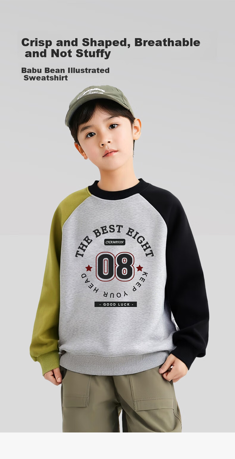 BOBDOG Boys' Pullover Sweatshirt Spring and Autumn Raglan Colorblock Long Sleeve Top for Kids and Teens 1
