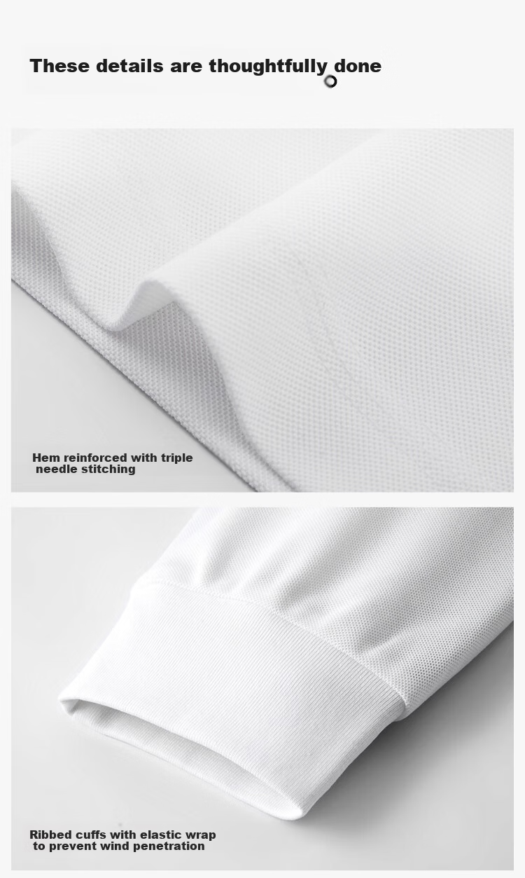 Thumb White Small T Long Sleeve Polo Shirt Spring and Autumn Men's Business Casual Versatile Top T-Shirt Navy Blue 2XL 18