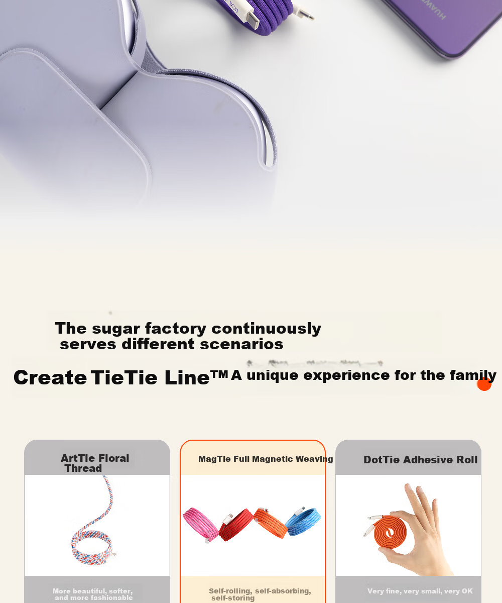 CANDYSIGN Sugar Factory Cloud Line Hard Candy Full Magnetic Adhesive 100W C-C Cloud Blue Apple Charging Cable Data Cable Fast Charge Type-C iPad Laptop 15