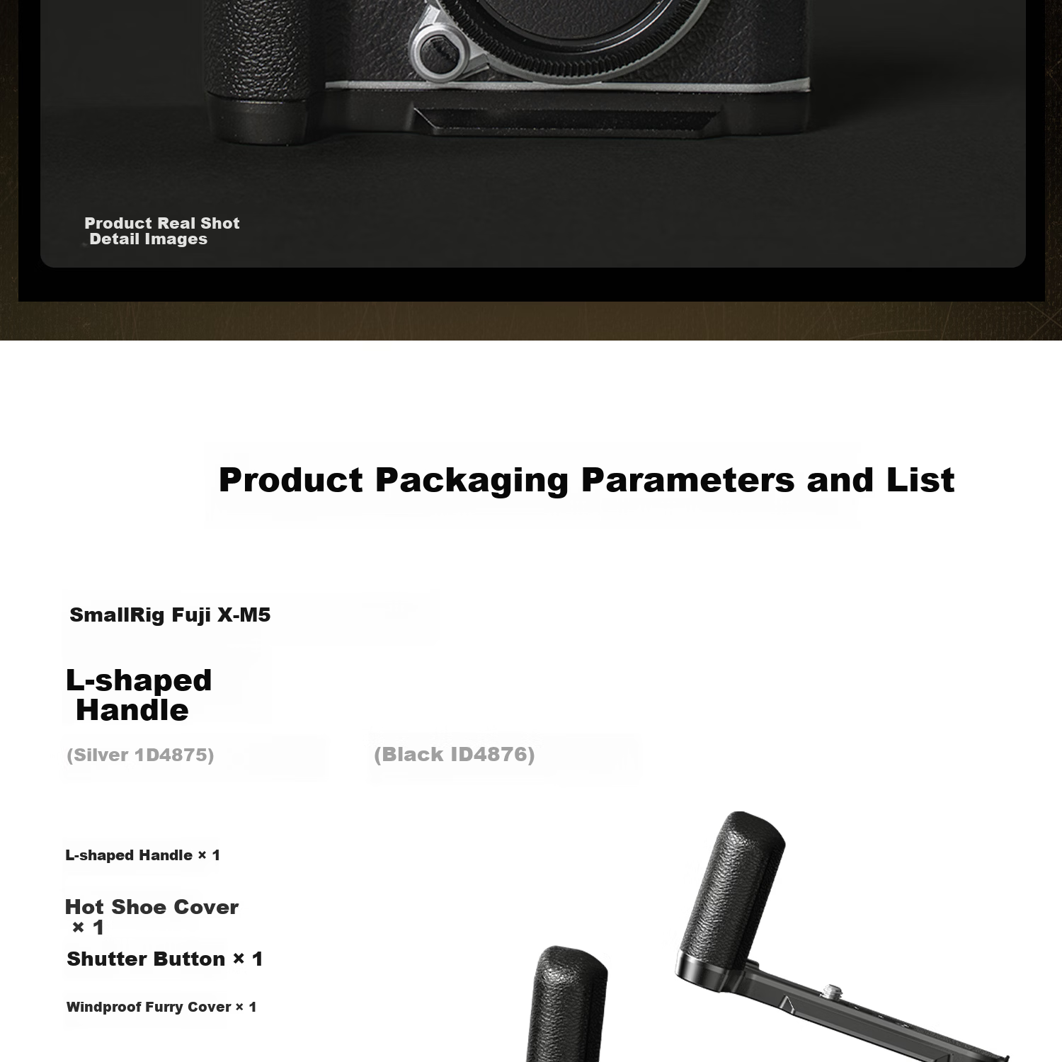 SmallRig 4876 Fuji X-M5 Camera L-Shaped Handle XM5 Thumb Grip Hot Shoe Cover Genuine Leather Camera Case Baseplate Time Machine Full Cage Photography Accessory 16