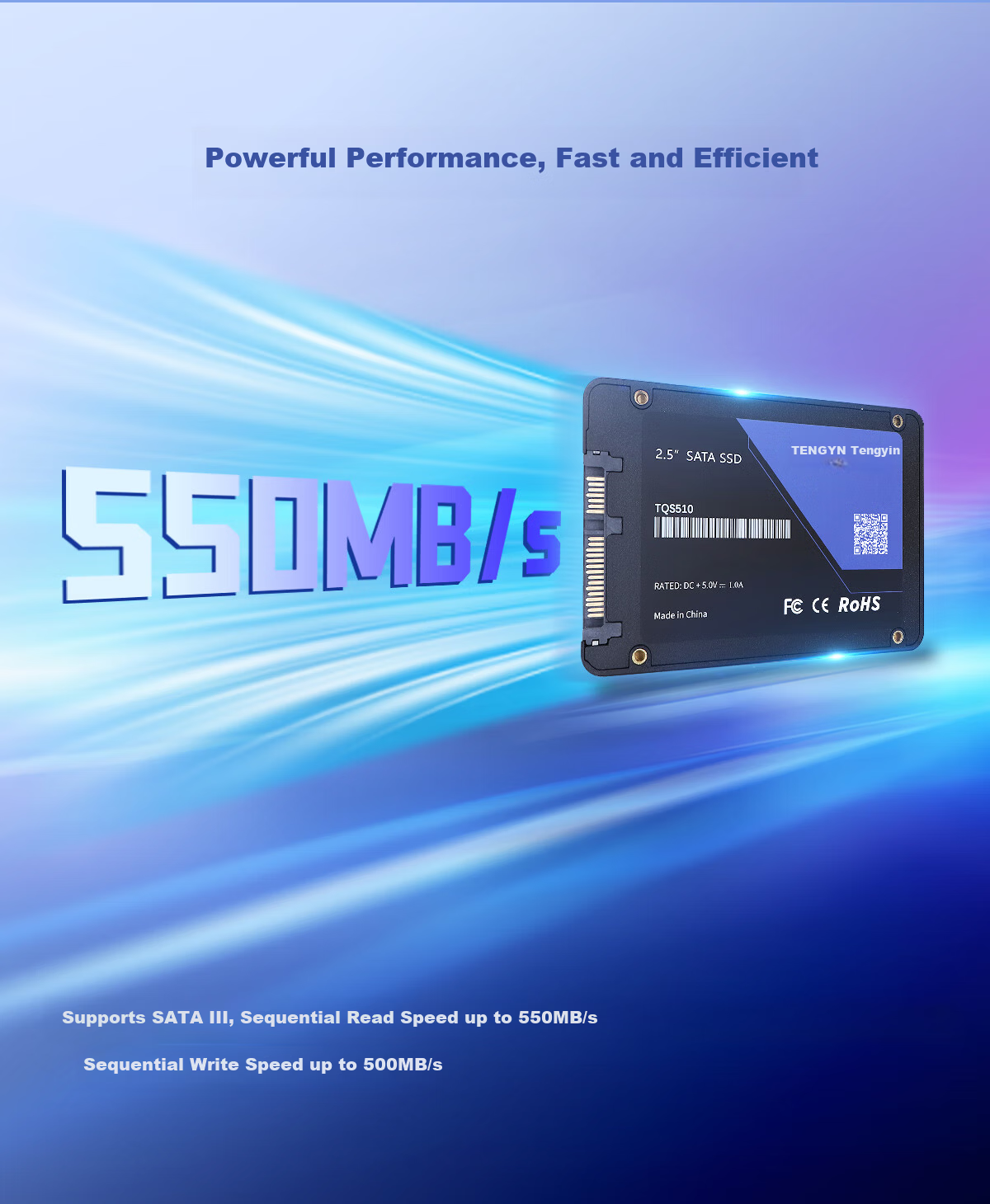 Tengyin Desktop Laptop SATA 3.0 Interface SSD Solid State Drive TQS510 1TB 3