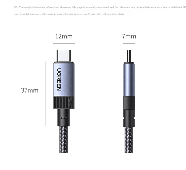 Ugreen Full-Function Type-C Dual-Head PD 240W Fast Charging CtoC Cable Compatible with Thunderbolt 4/3, 4K Display, Video Transmission for Apple, Huawei Tablets and Laptops 16