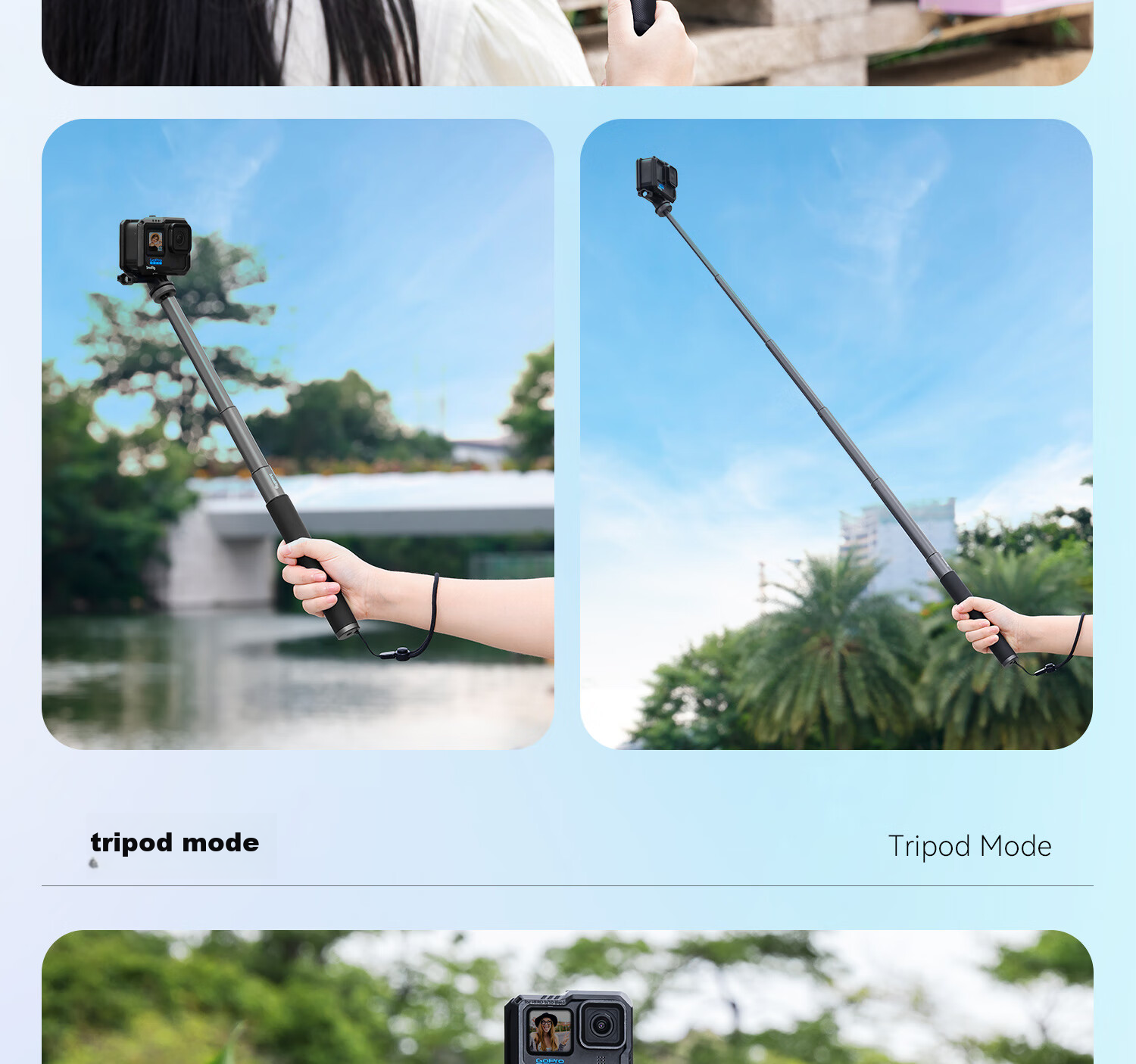 SmallRig 5403 Selfie Stick for DJI Action 5/Pocket 3/GoPro 13/FeiyuTech X5/ACE2 Pro Handheld Shooting Accessories Sports Camera Extension Rod with Phone Clamp 9