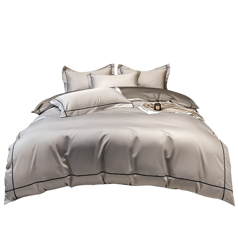 MUJI A-Class Summer Ice Silk 4-Piece Bedding Set for 1.8/2m Bed European Style Cooling Duvet Cover Imitation Tencel Quilt Cover 220x240cm