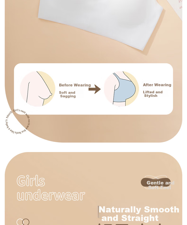 Free Style Developmental Period Girls' Underwear Junior High School Student Puberty Bra Seamless Invisible Ultra-Thin Girls' Vest 13
