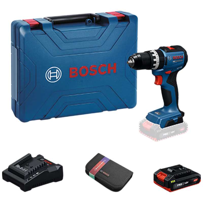 BOSCH Cordless Impact Drill Electric Screwdriver Brushless Lithium Battery GSB 18V-52 Single Battery Black Knight Set