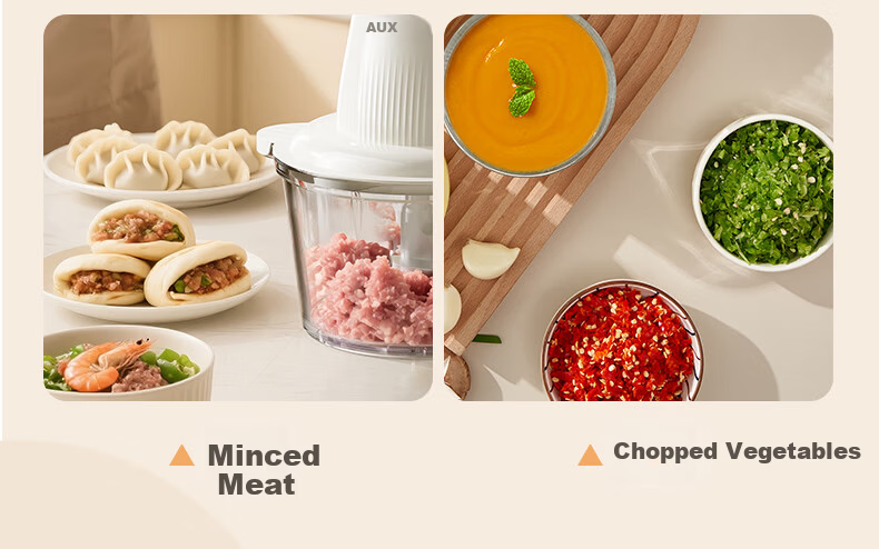 AUX AJR-18AZX-117 White Electric Multifunctional Household Meat Grinder Stainless Steel Meat Mincer Garlic Paste Machine Dual Blades 19