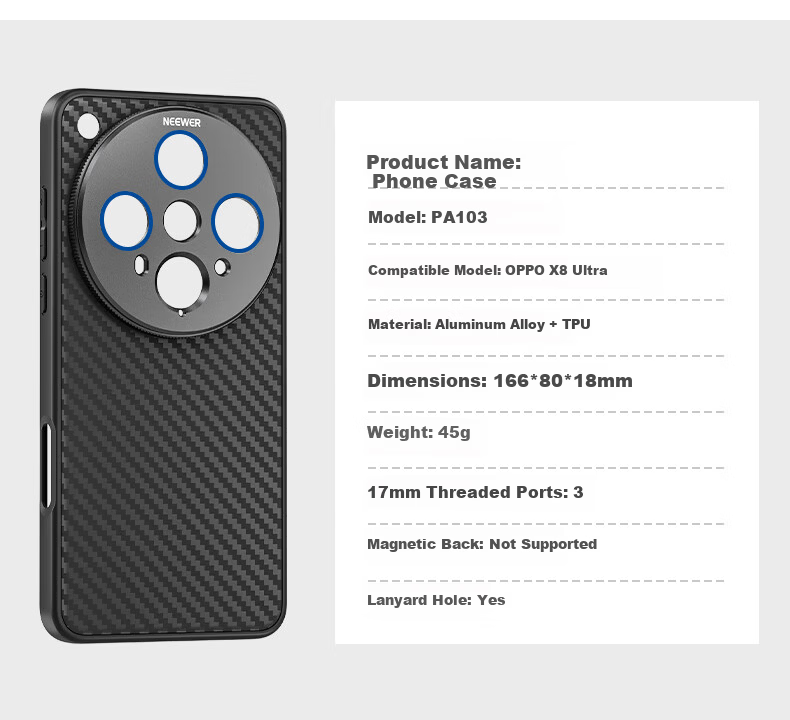 NEEWER Full Coverage Lens Protection Case for Xiaomi 15 Ultra, Shockproof Protective Cover, Simple Solid Black, Unisex 8