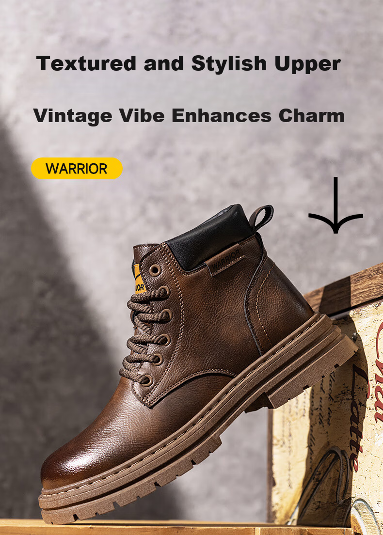 Warrior Men's Martin Boots 2025 Autumn Winter New British Style High-top Work Boots Brown 43 2022 7