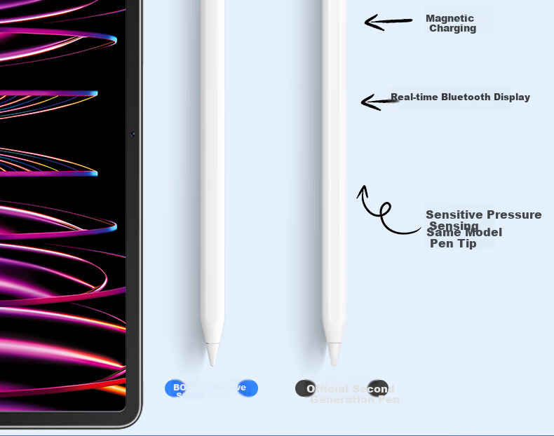 B.O.W New Apple Pencil Stylus for iPad Tablet Universal Apple Pen 1st and 2nd Gen Anti-Mistouch Drawing Capacitive Pen Magnetic Charging Model 7