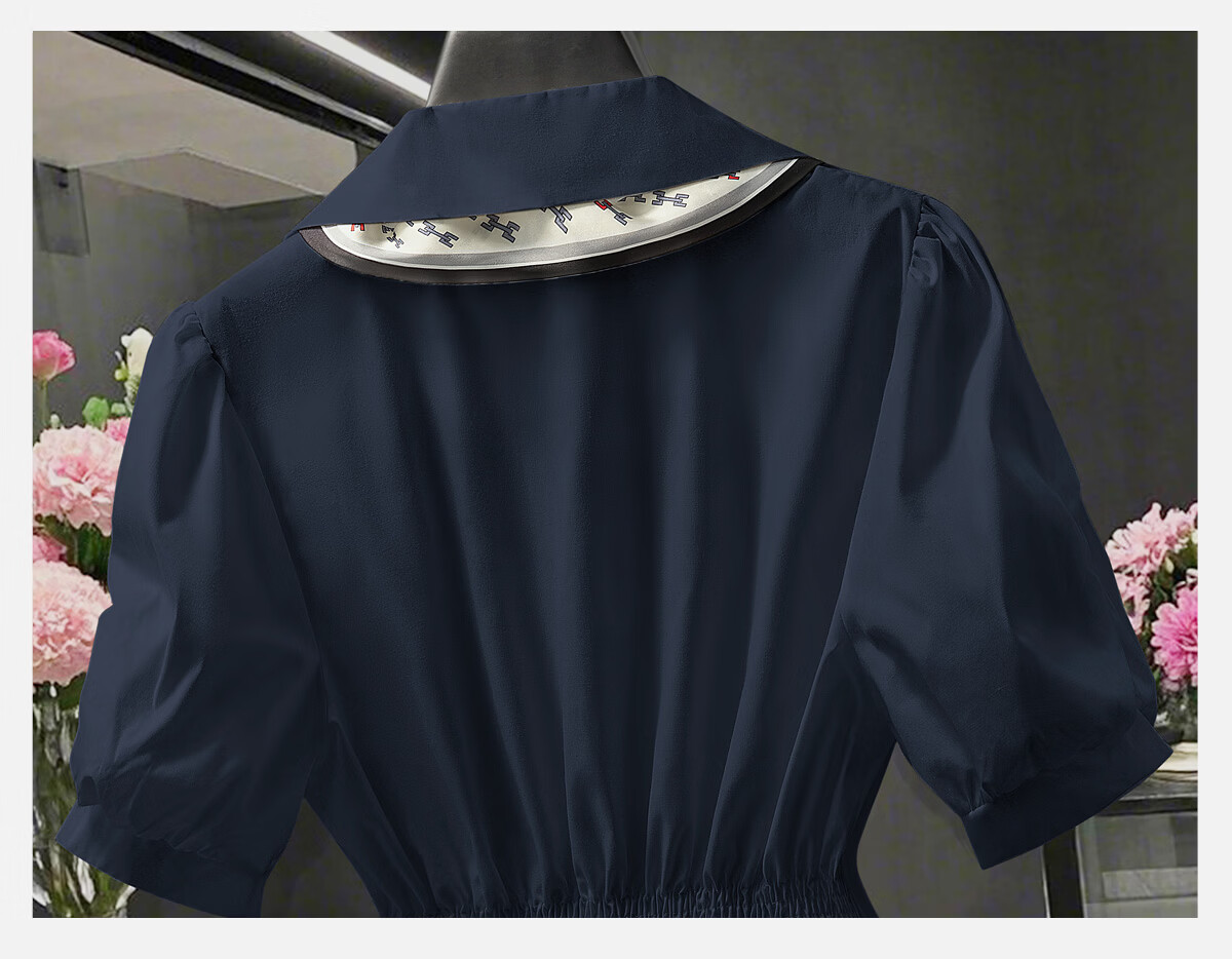 Cypress Collar Solid Color Waist-Cinching Short Sleeve Shirt Women 2026 Spring Summer New Fashion Commuter Elegant Design Shirt 14