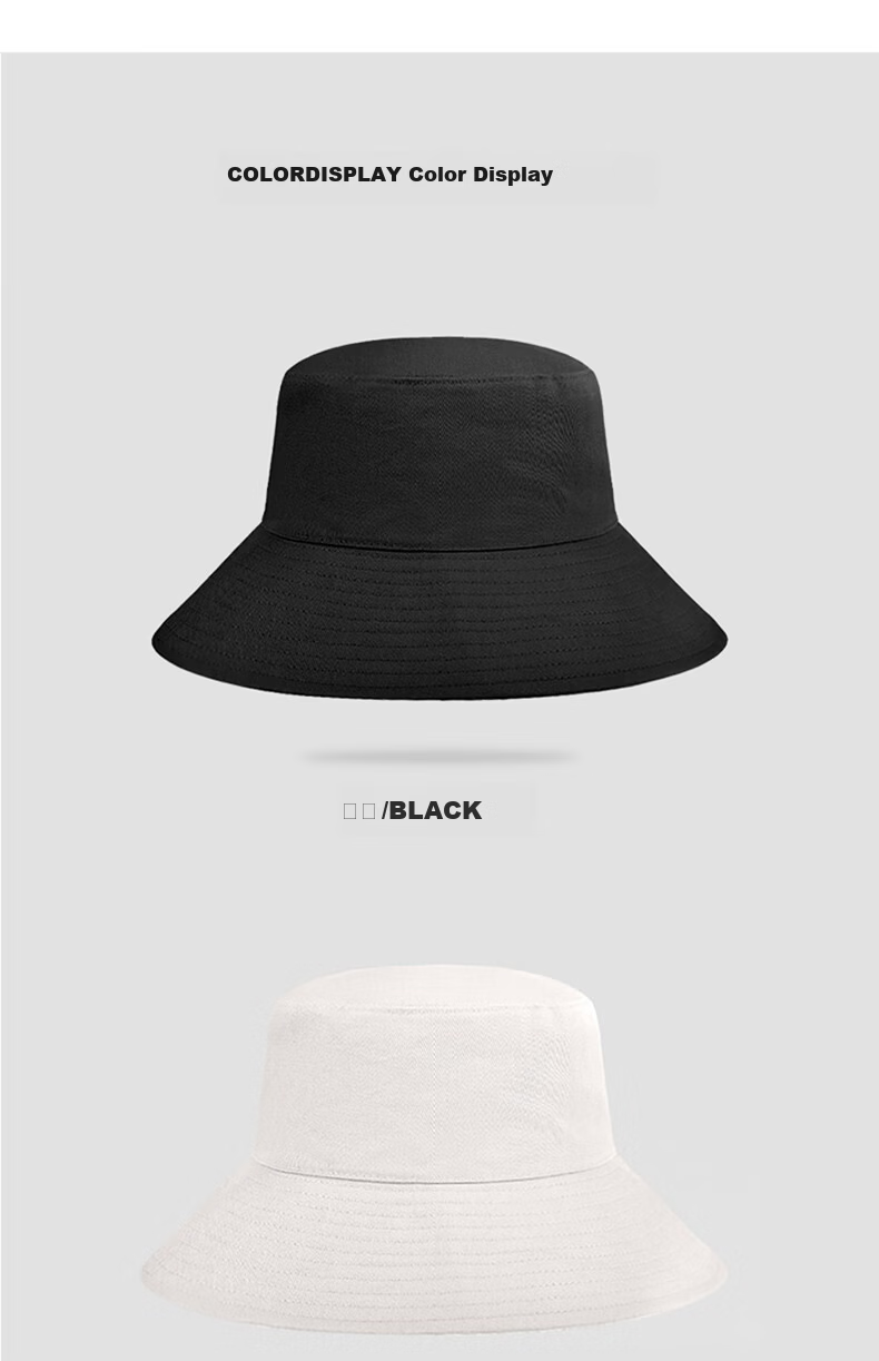 XUEXIMAN Men's Fisherman Hat Large Size Sunshade Black Simple Sun Hat Women's Sun Protection Hat 12