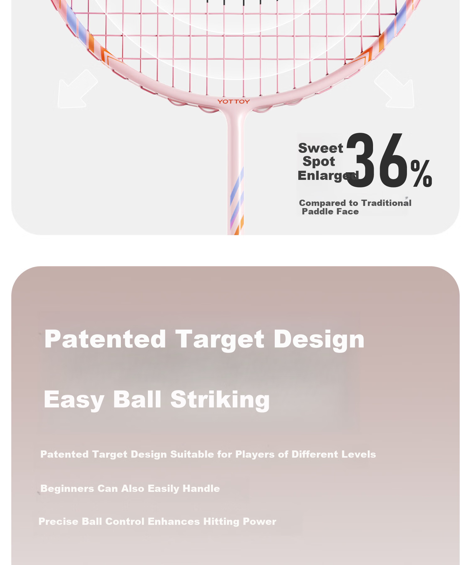 Yottoy Ultra-Light Carbon Shaft Badminton Racket Set for Students and Beginners Training Coach Recommended Soft Pink Orange *2 14