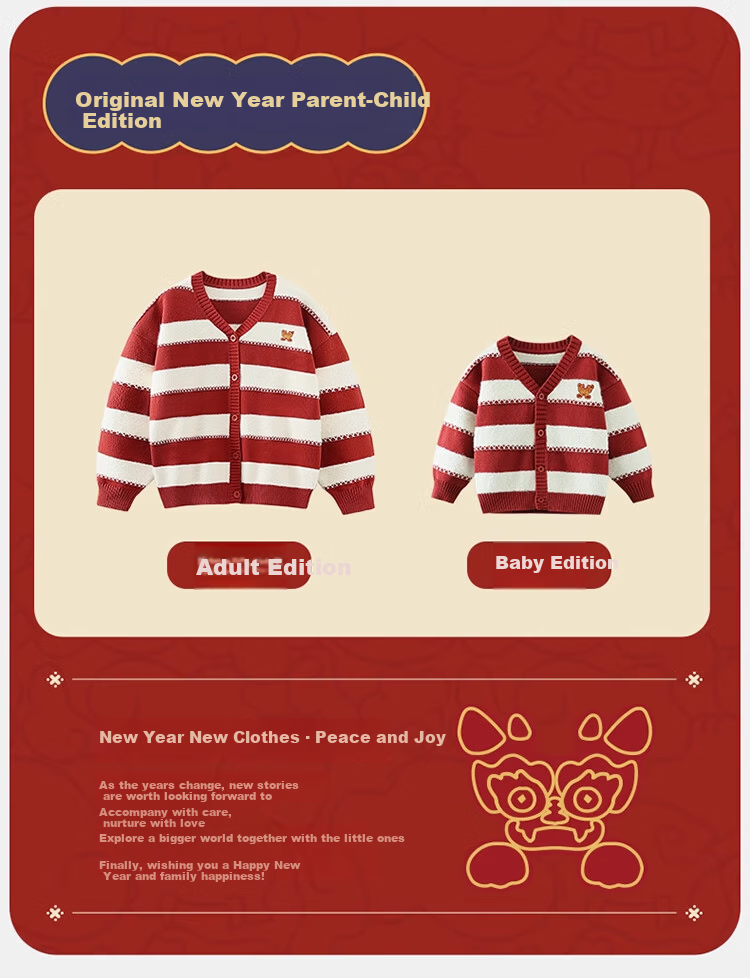 Ciciibear [Antibacterial, Anti-Static, Anti-Pilling] Baby Cardigan Sweater New Year Winter Style Thickened Warm Clothing Boys' Jacket 6