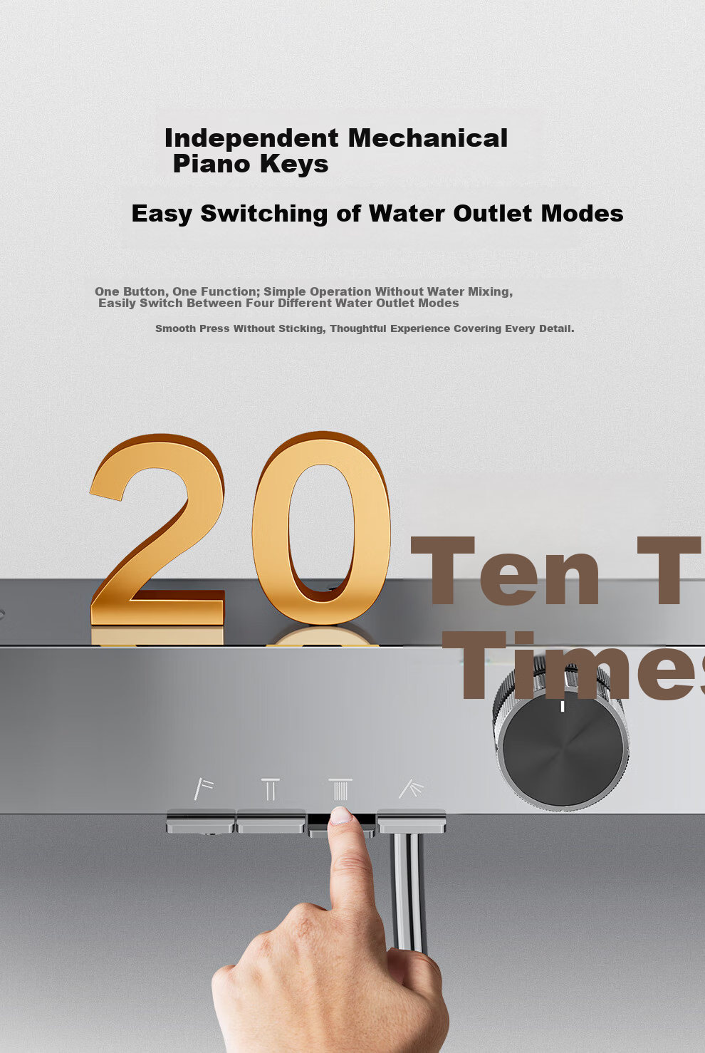 ARROW K530 Shower Set with Large Top Spray, Pressurized Multifunctional Piano Key Digital Display Handheld Shower AE34216MZCP-P 10