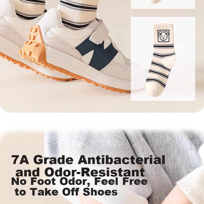Mianqixiong Children's Socks Boys Spring and Autumn Cotton Girls Mid-Calf Autumn Winter Sports Cotton Socks - EW117-3-5 6