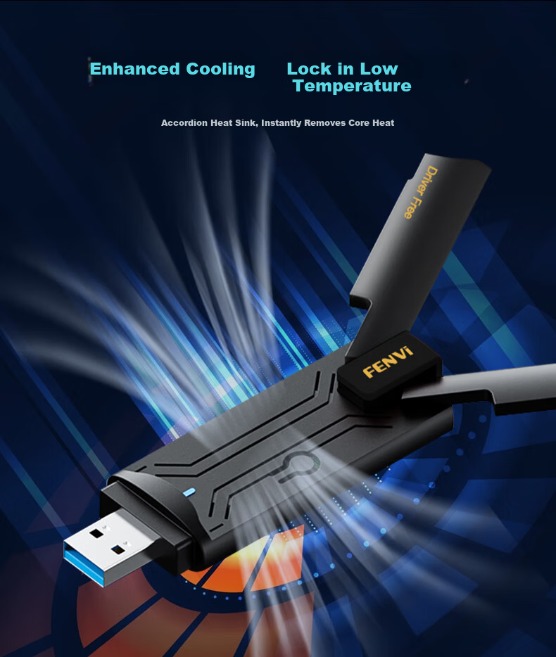 Fenvi WiFi 6E Gigabit USB Wireless Adapter AX5400M Desktop WiFi 6 Receiver External Wireless Network Card for PC Laptop Gaming Streaming 8