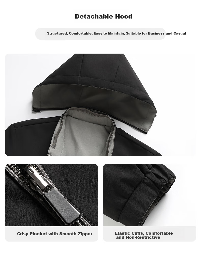 FIRS Reversible Men's Jacket Spring Autumn Business Casual Workwear New Detachable Hood Short Coat 2