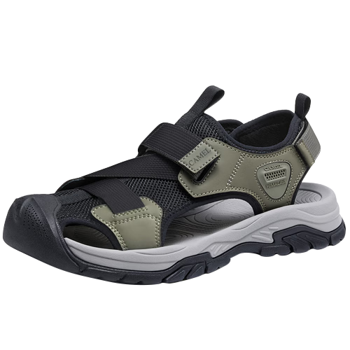 CAMEL Men's Outdoor Casual Sports Sandals Closed Toe Hole Beach Shoes G13M076103 Black/Green 42