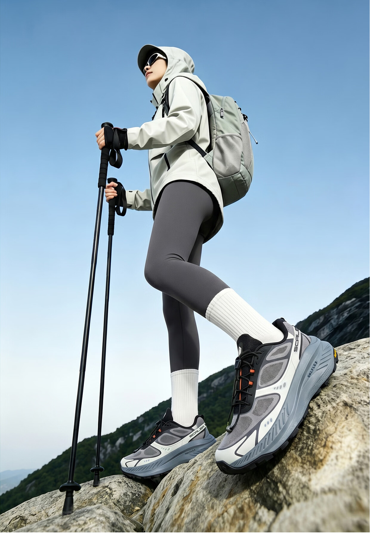 SCALER 【Hiking LOCK】 Lightweight Carbon Fiber Outdoor Trekking Pole Professional Trail Running Hiking Folding Walking Stick Cane 14