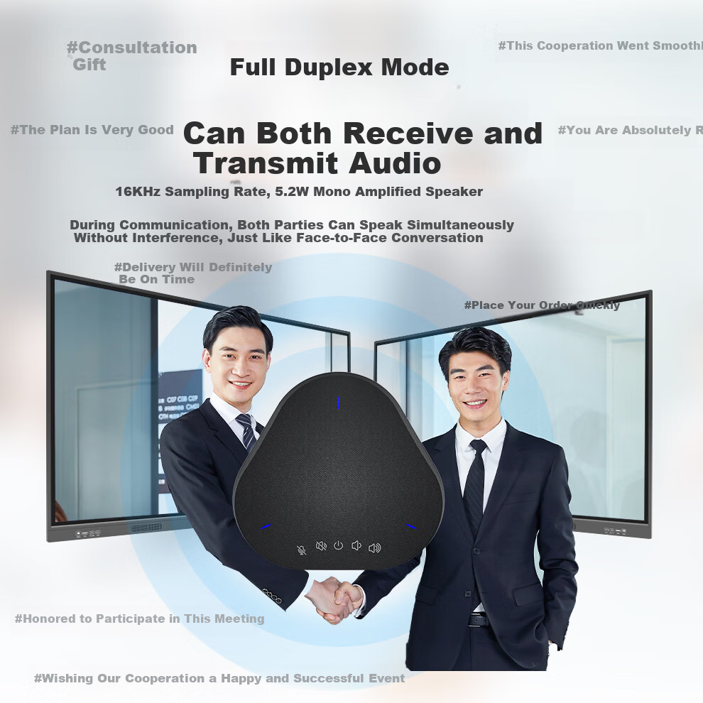Hongshidao Video Conference Wireless 2.4G Omnidirectional Microphone Speaker Wireless USB Driver-Free Expansion Cascade One-to-Two Desktop Distributed Microphone HSD-M55 4