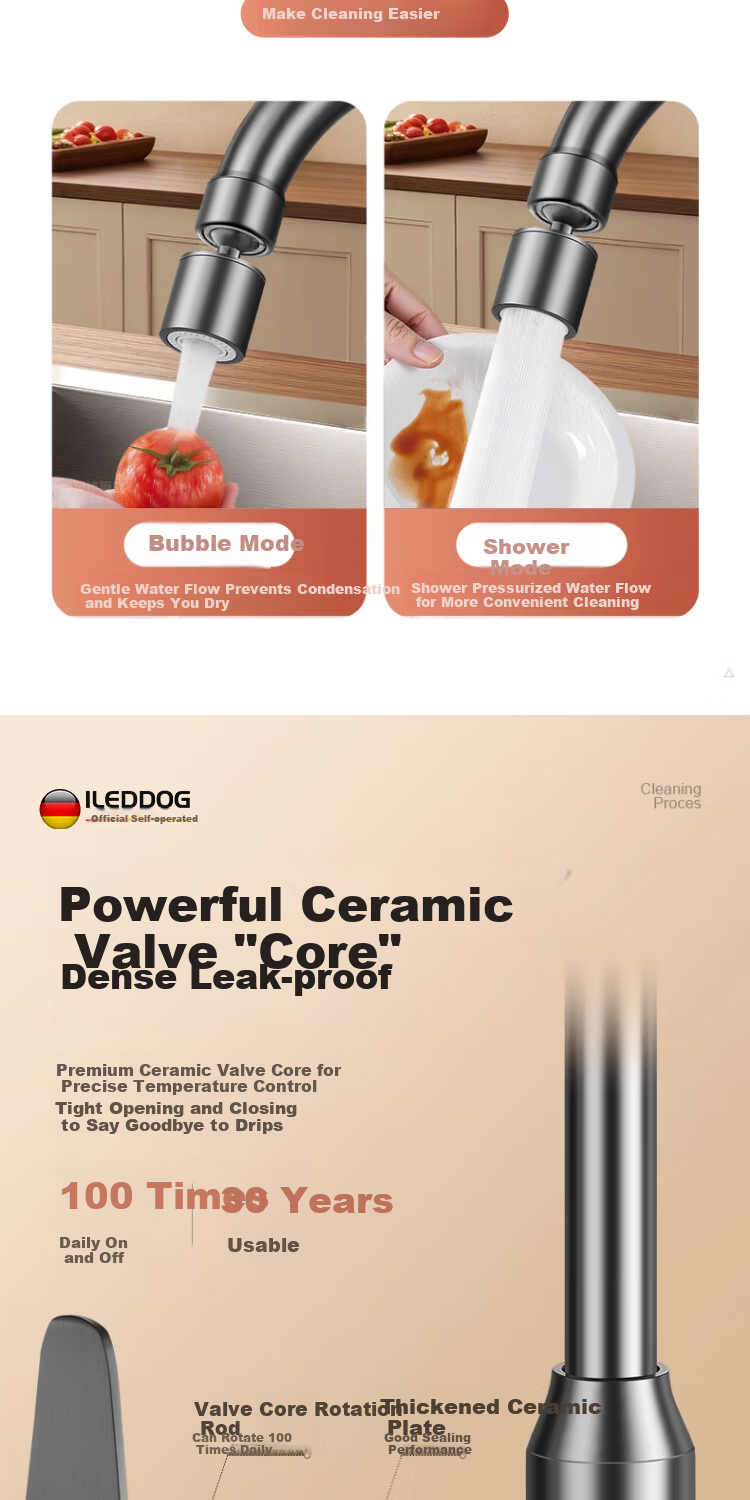 ILeddog [Germany] Kitchen Faucet Single Cold Sink Basin Swivel Splash-Proof Tap CFLT-GY2D 10
