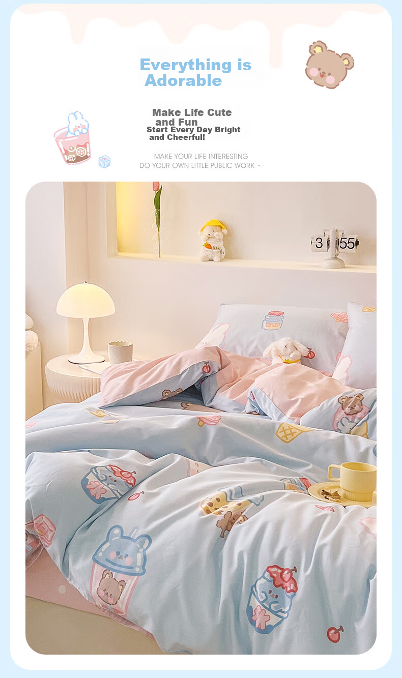 Dohia Home Textiles Pure Cotton Bedding Set of Three Pieces, Single Dormitory Pure Cotton Bed Sheet And Duvet Cover Set for 1.2-Meter Bed, 152*218cm 10