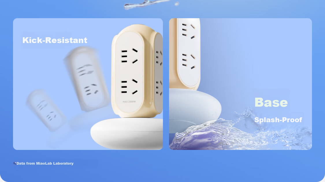 MIAOLAB Vertical Power Strip Socket High-End Fast Charging Desktop Charging Station for Home Office Compatible with Apple 17 Charger Huawei Xiaomi Tablet 8