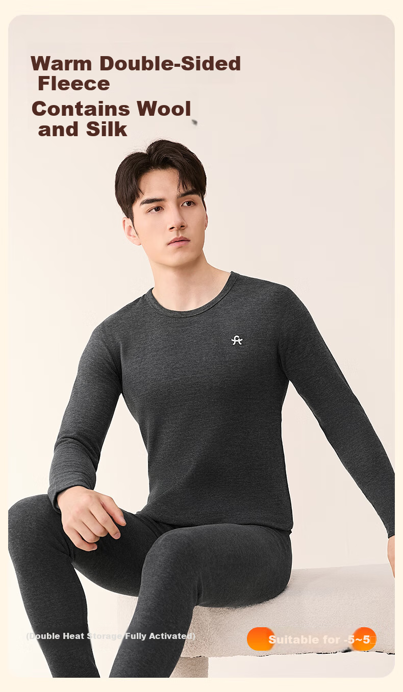 Fenteng Women's Thermal Underwear Set with Wool and Silk, 2025 New Long Sleeve Base Layer for Couples 15