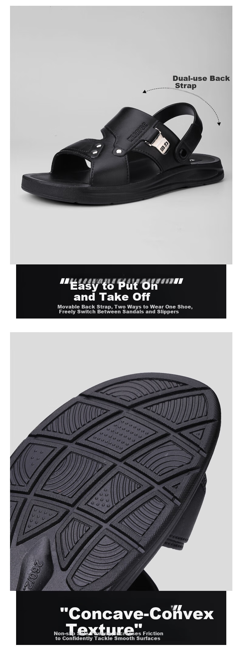Warrior Casual Sandals for Men, Indoor Slippers, Outdoor Dual-Use Beach Shoes, Comfortable Breathable Simple Style 3B00 Brown 39 10