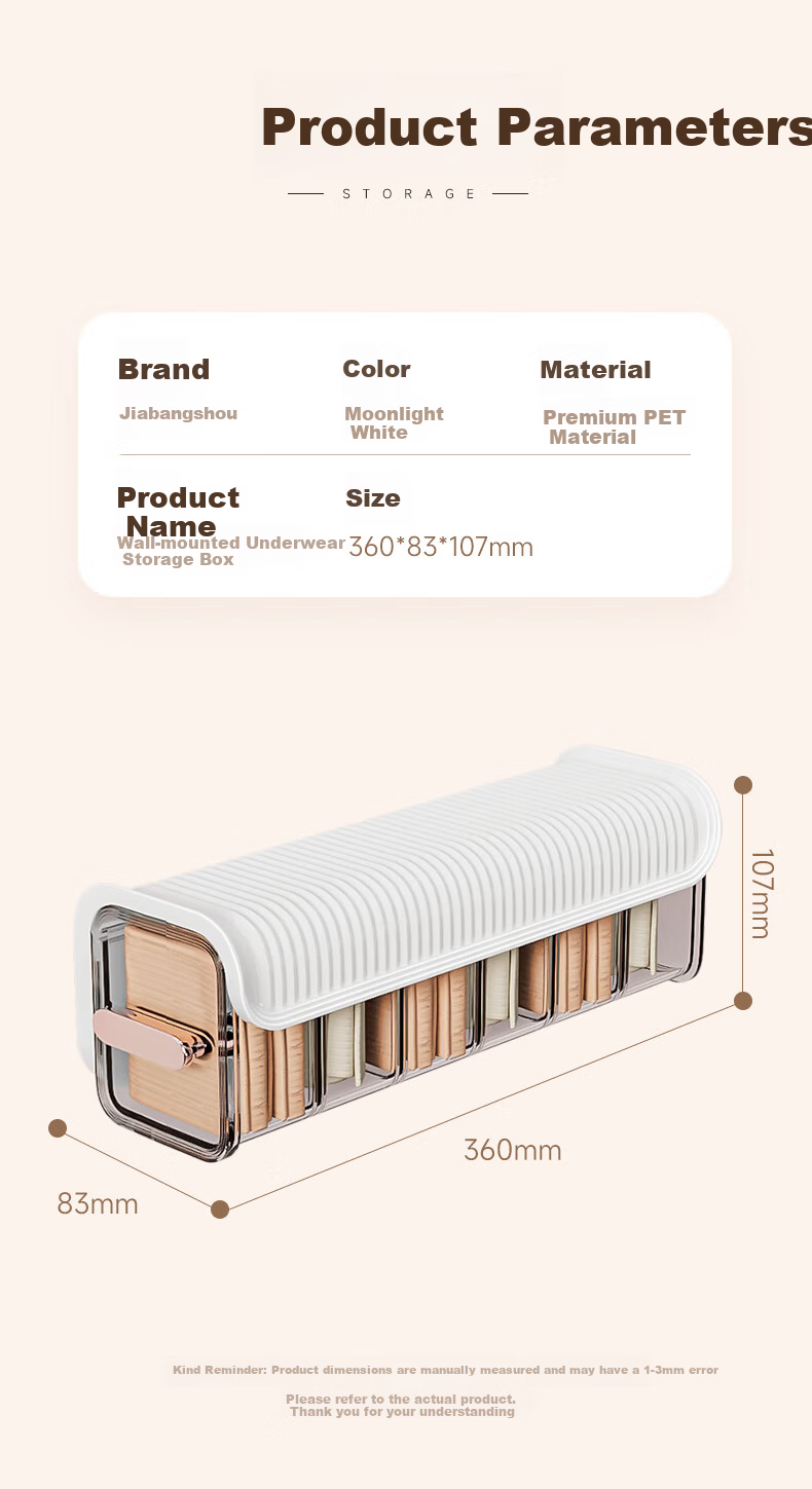 Jiabangshou Underwear Storage Box, Divided for Lingerie And Socks, Organizing Box for Intimate Apparel, No Lid, No Compartments + 10 Compartments + 15 Compartments 6