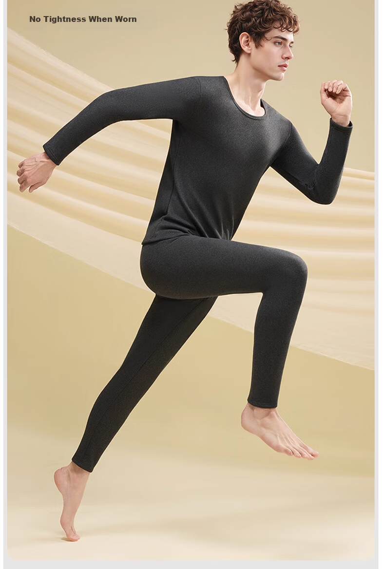 Men's Modal Lamb Fleece Thermal Underwear Set, Thickened and Fleece-Lined, Cold-Resistant Base Layer for Winter, Suitable for -40°C, Autumn Shirt and Pants 13
