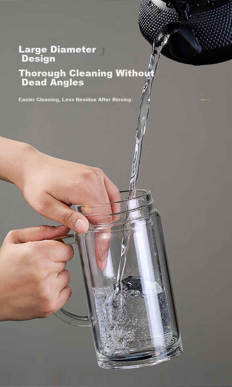 Fuguang Jiashuang Double-Layer Glass Cup Home Business Office Water Cup with Handle Tea Infuser Separation Desktop Office Cup 6