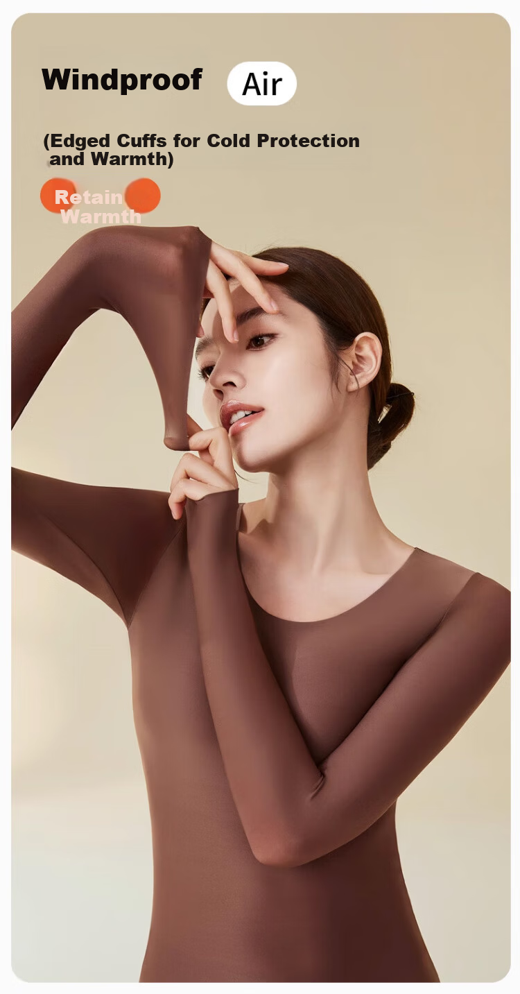 Langsha Women's Thermal Underwear Autumn Winter 10A Antibacterial Skin Care Base Layer with Chest Pad Light Skin L 12