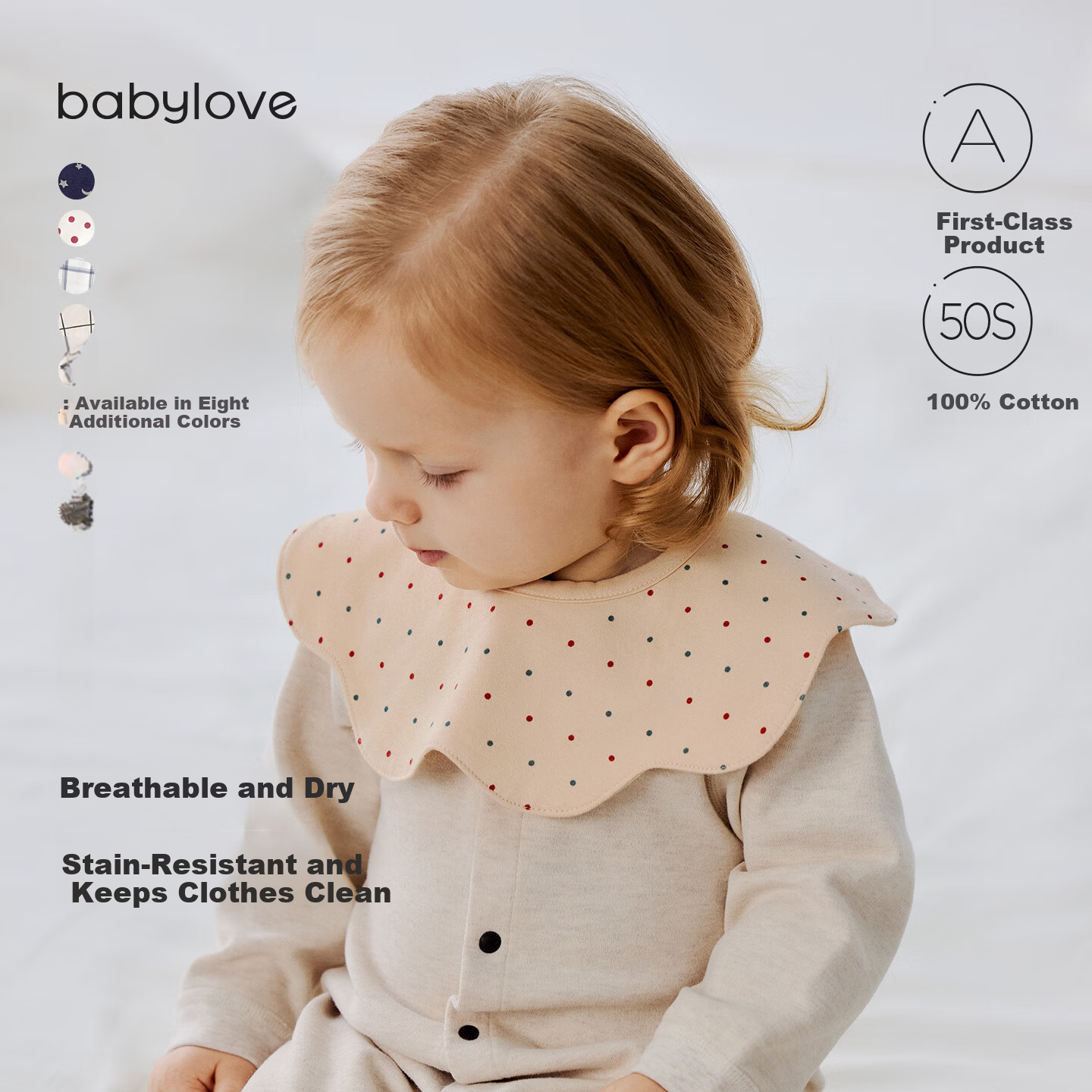 Babylove Baby Petal Bib Pure Cotton Newborn Anti-Spit-Up Four Seasons Feeding Bib Baby Drool Towel