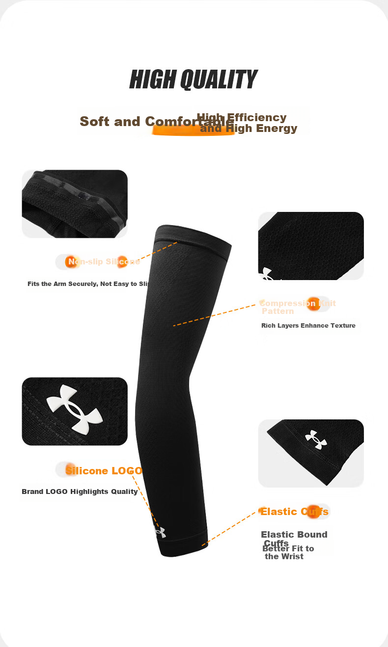 Under Armour UV Protection Arm Sleeves Unisex Cooling Sleeves Summer Basketball Sports Arm Guards Elbow Support Cycling Sleeves 10