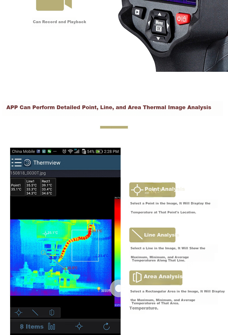 CEM DT-9887H Infrared Thermal Imager HD Floor Heating Electrical Leakage Detection Thermal Camera Touchscreen Smart Connectivity 13